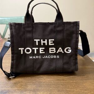 Marc Jacobs Black Canvas Tote with Bold Branding